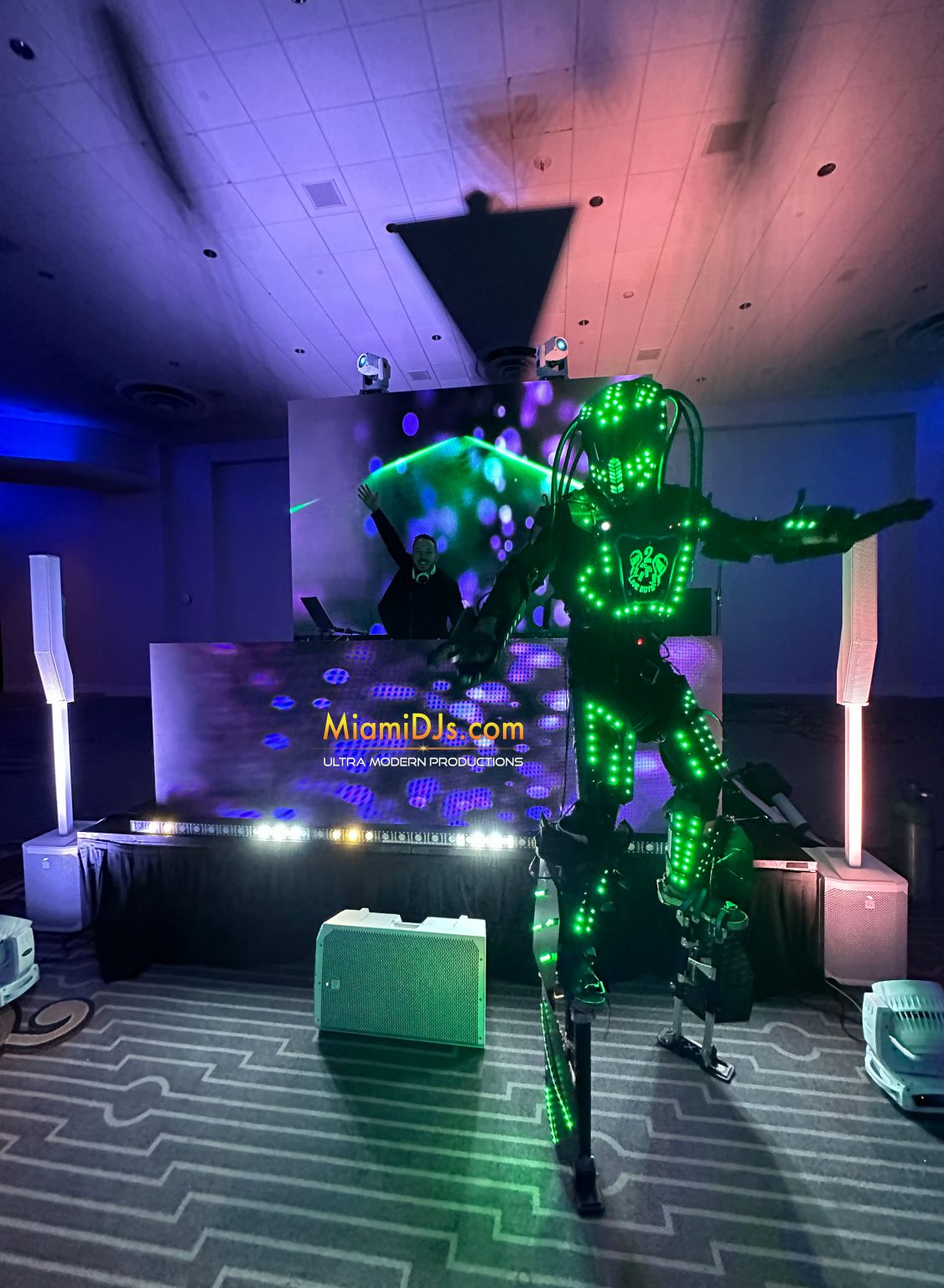 LED robot performer at a corporate event