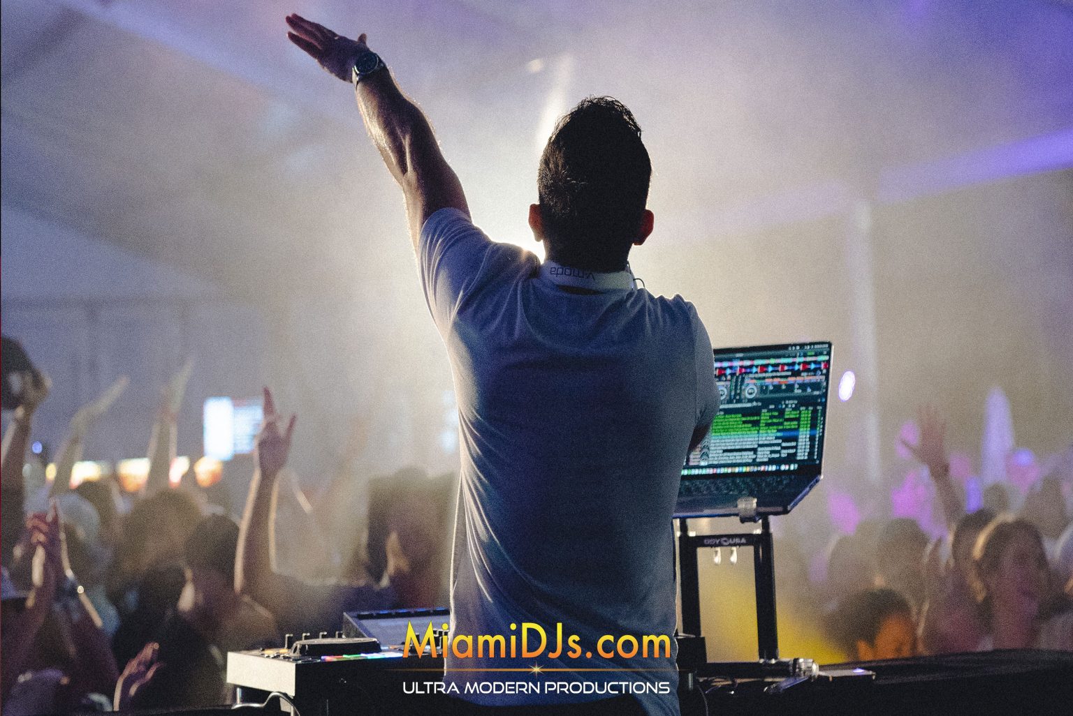 DJ playing to a packed crowd at the Honda Classic