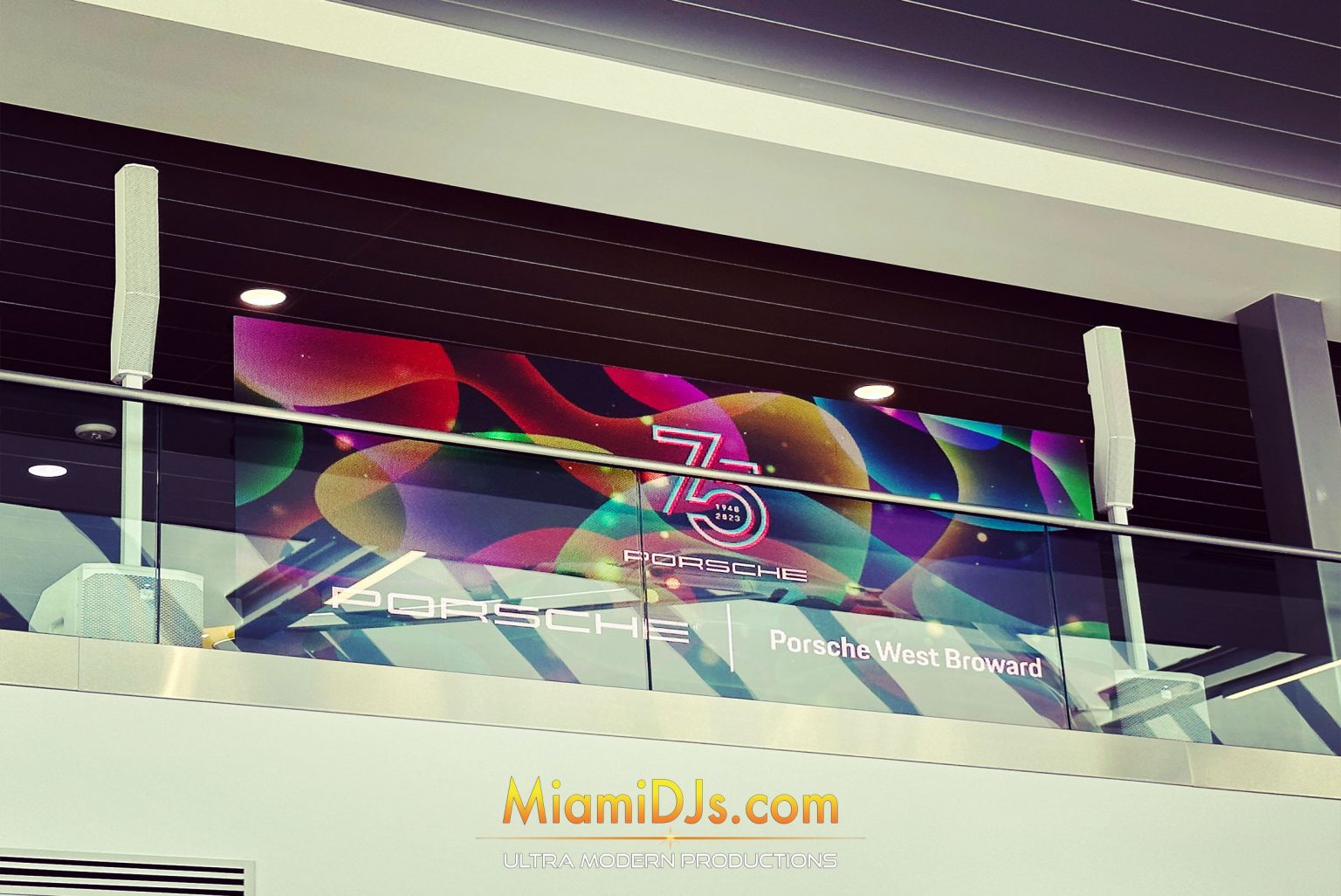 Porsche anniversary LED wall installed in a showroom