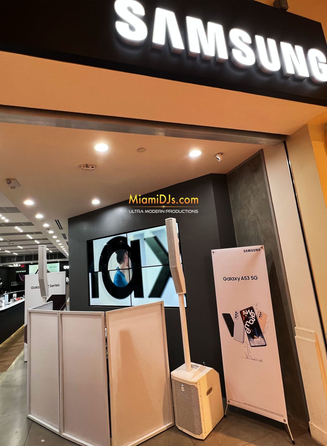 DJ setup inside a flagship retail store for an in-store activation