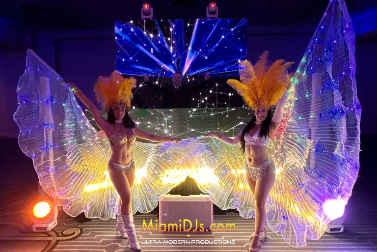 Samba dancers with LED wings
