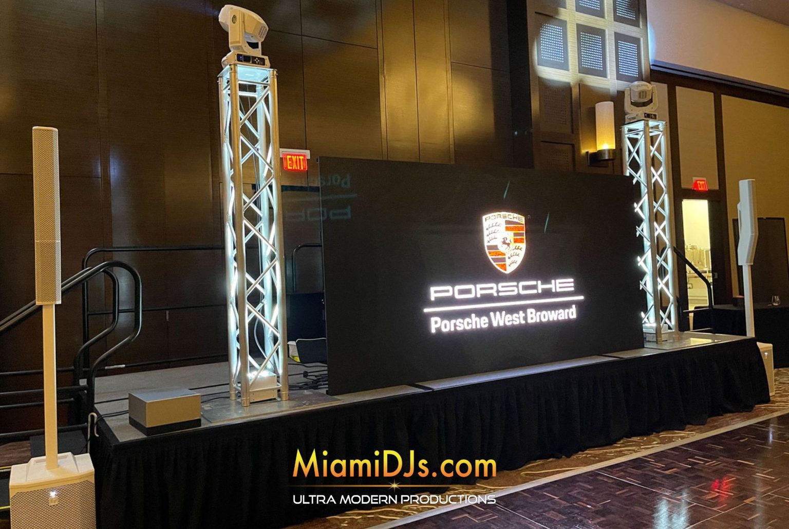 Ultra Modern LED video booth running a corporate brand logo on a truss stage