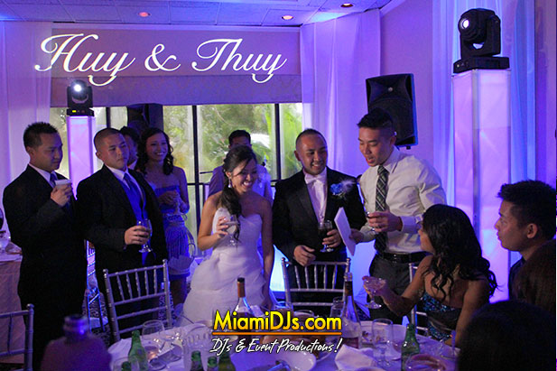 Couple toasting during their wedding reception