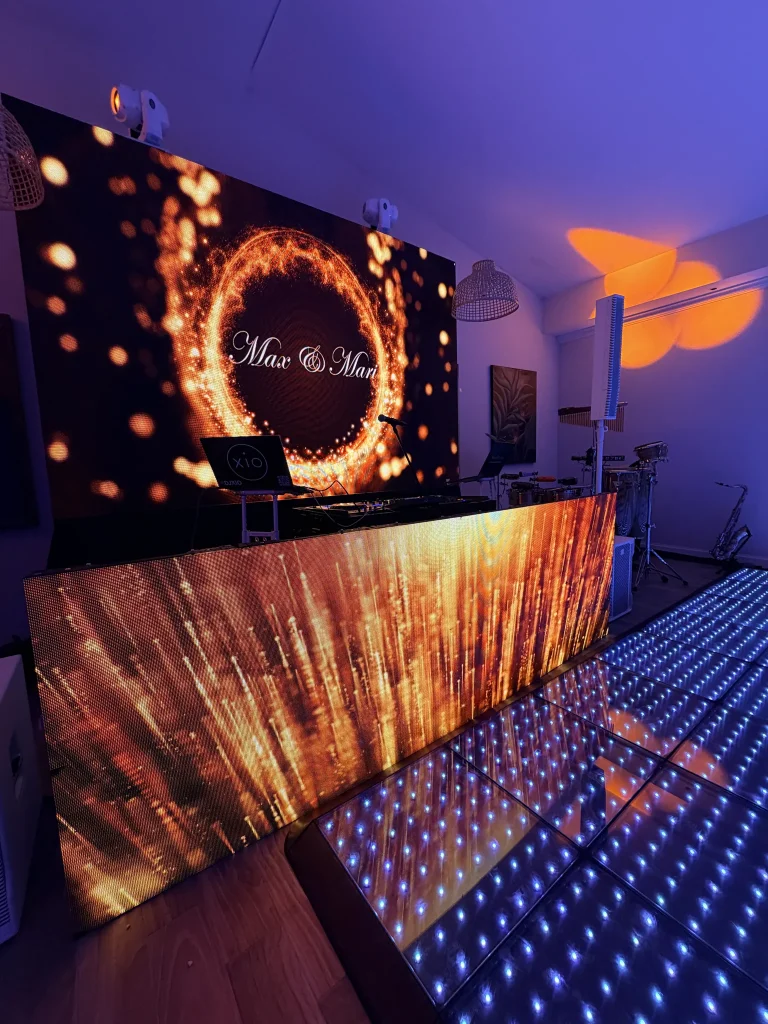 Signature Grand setup with LED wall, LED DJ booth and LED dance floor