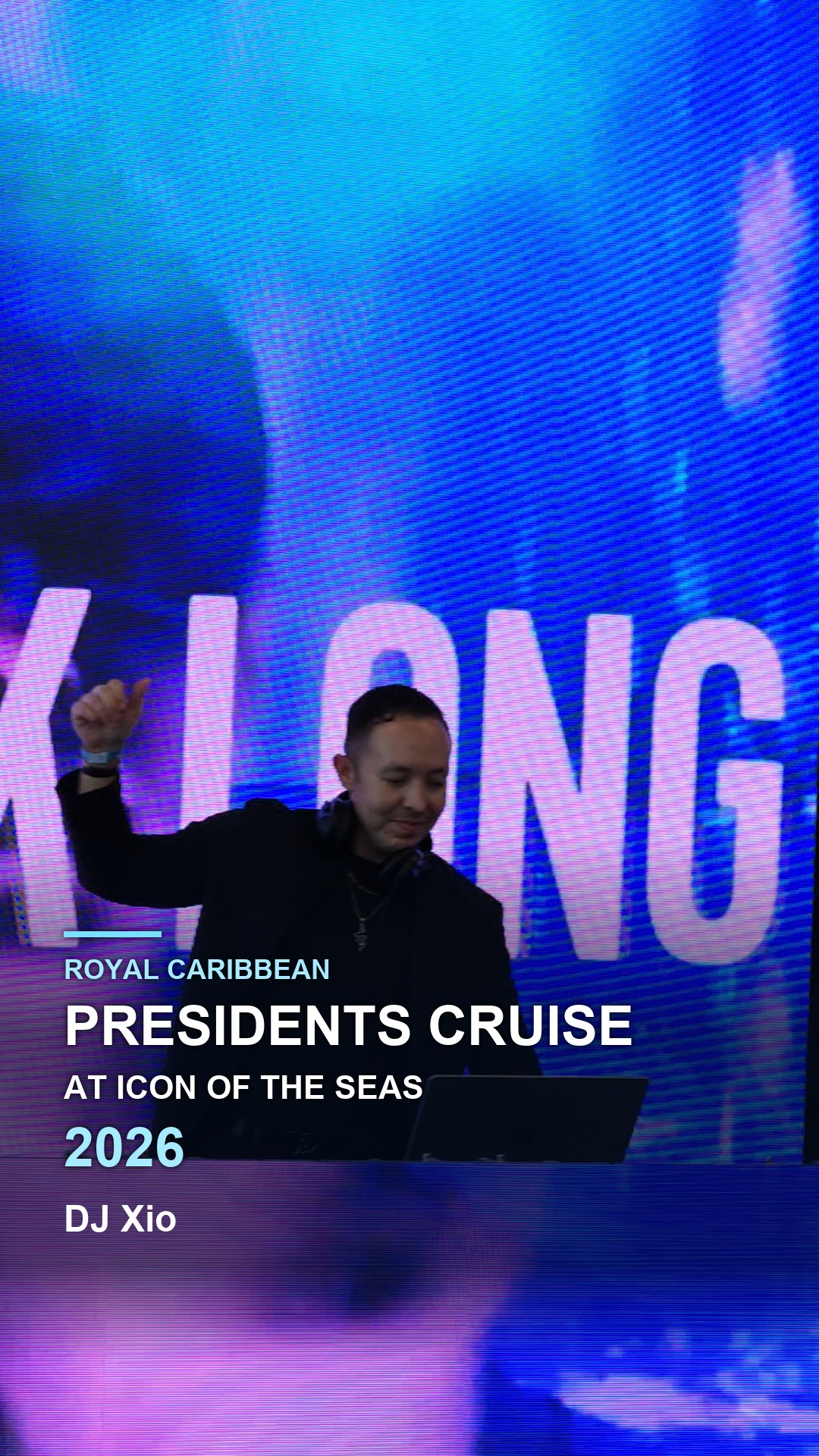 DJ Xio performing at the Miami cruise terminal for Royal Caribbean’s 2026 Presidents Cruise